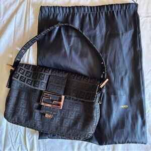 FENDI Zucchino  rosegold & black FF shoulder bag